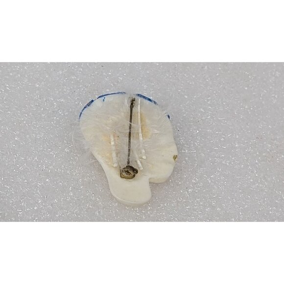 Vintage Hand-Painted Flapper Girl Head Face Pin Brooch 1.5" X 2.25" - Picture 3 of 3